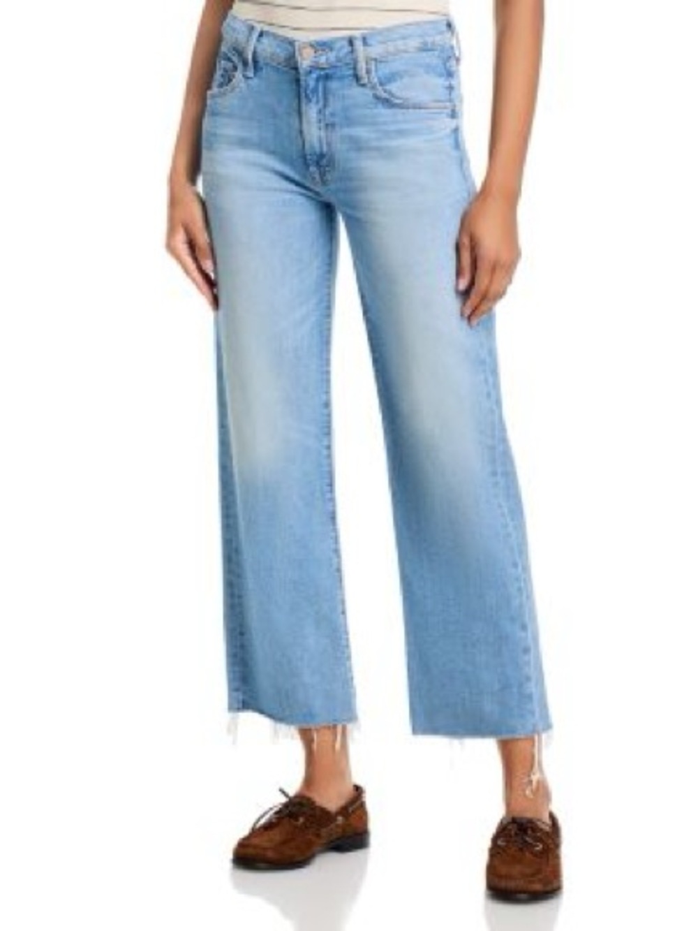 Mother Mid Rise Rambler Zip Ankle Fray Jeans